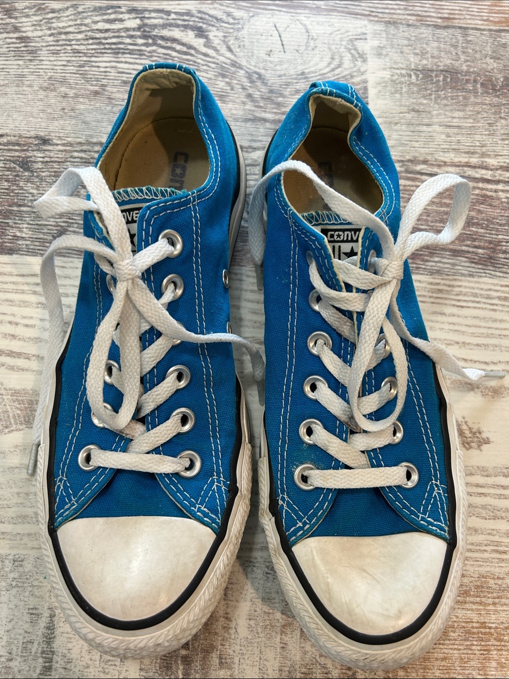 Converse Blue Canvas Low-Top Sneakers with White Laces